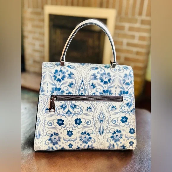 PATRICIA NASH 🦋 Chauny Leather Satchel white Italian Folklore collection. NWT - Picture 4 of 16